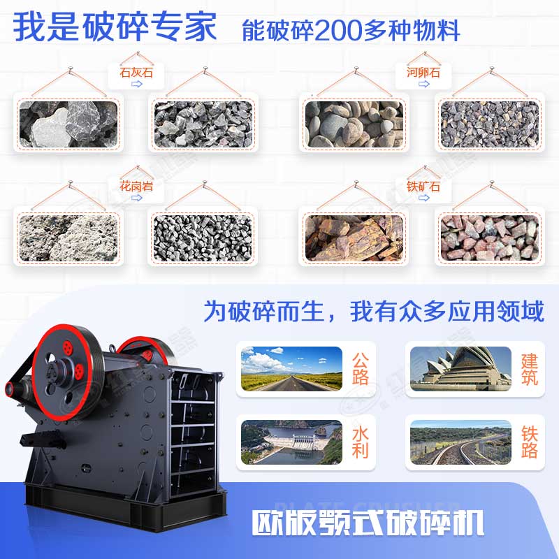 顎式破碎機(jī)能力強(qiáng)、應(yīng)用范圍廣